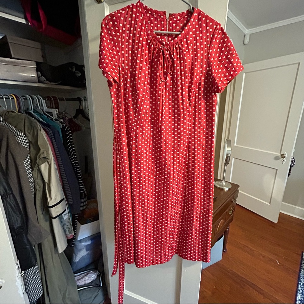Handmade Red Polka Dot Dress with keyhole